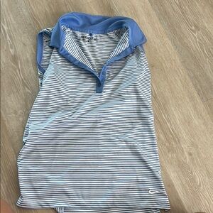 Nike Light Blue and White Striped Polo Shirt